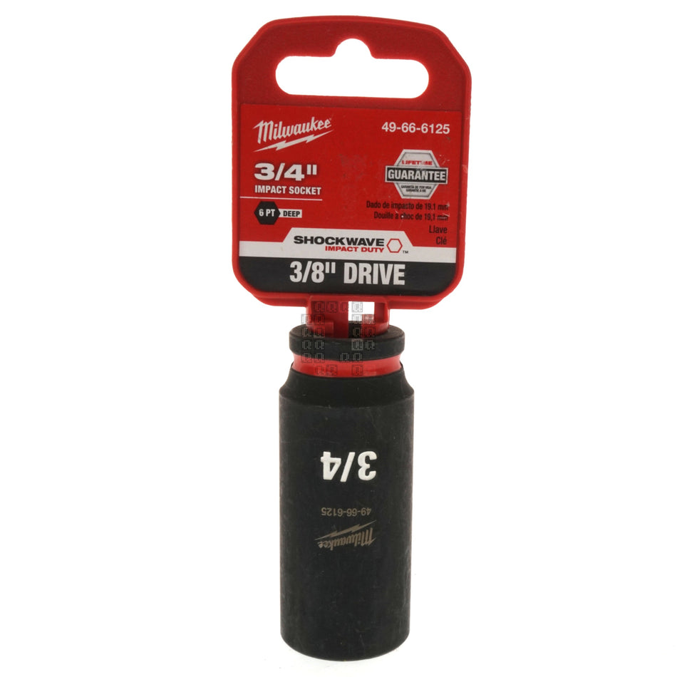 Milwaukee Tool 49-66-6125 SHOCKWAVE Impact Duty 3/8" Drive 3/4" Deep 6 Point Socket