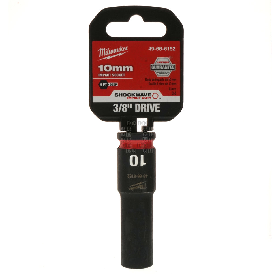 Milwaukee Tool 49-66-6152 SHOCKWAVE Impact Duty 3/8" Drive 10MM Deep 6 Point Socket