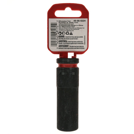 Milwaukee Tool 49-66-6224 Black SHOCKWAVE Impact Duty 1/2" Square Input Drive 5/8" Hex Deep 6 Point Socket Package Back