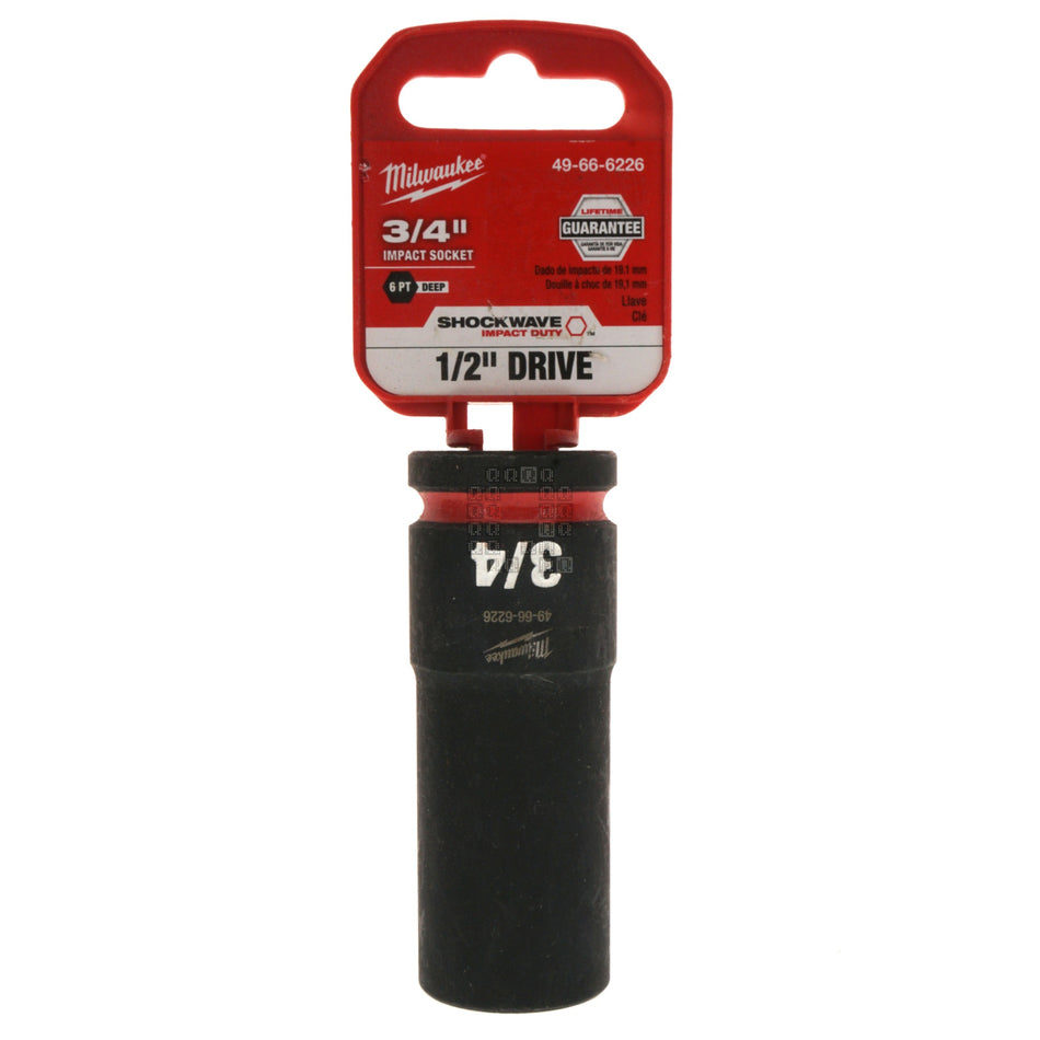 Milwaukee Tool 49-66-6226 SHOCKWAVE Impact Duty 1/2" Drive 3/4" Deep 6 Point Socket