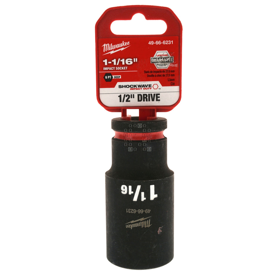 Milwaukee Tool 49-66-6231 SHOCKWAVE Impact Duty 1/2" Drive 1-1/16" Deep 6 Point Socket