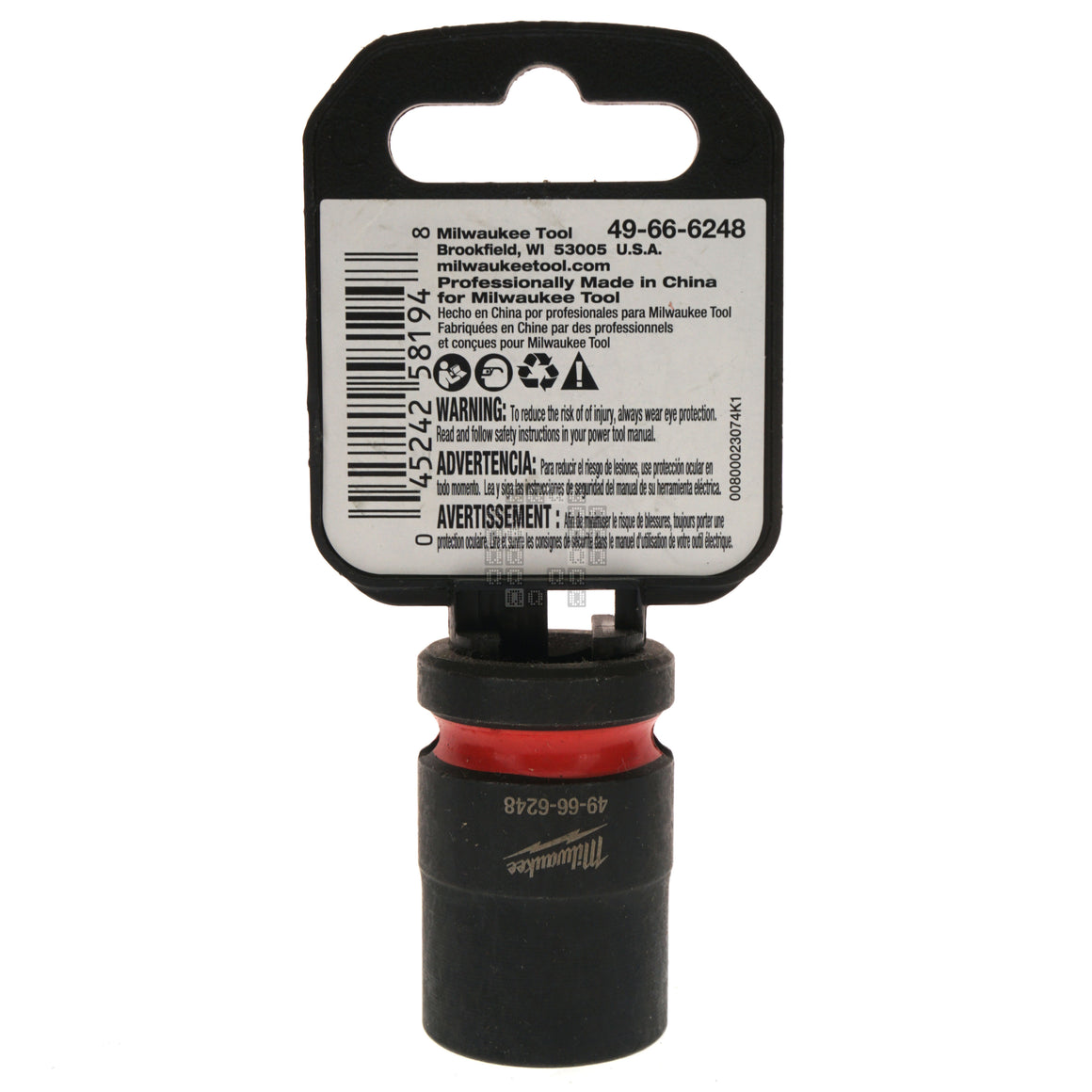 Milwaukee Tool 49-66-6248 SHOCKWAVE Impact Duty 1/2" Drive 16mm Standard 6 Point Socket Hangtag Back