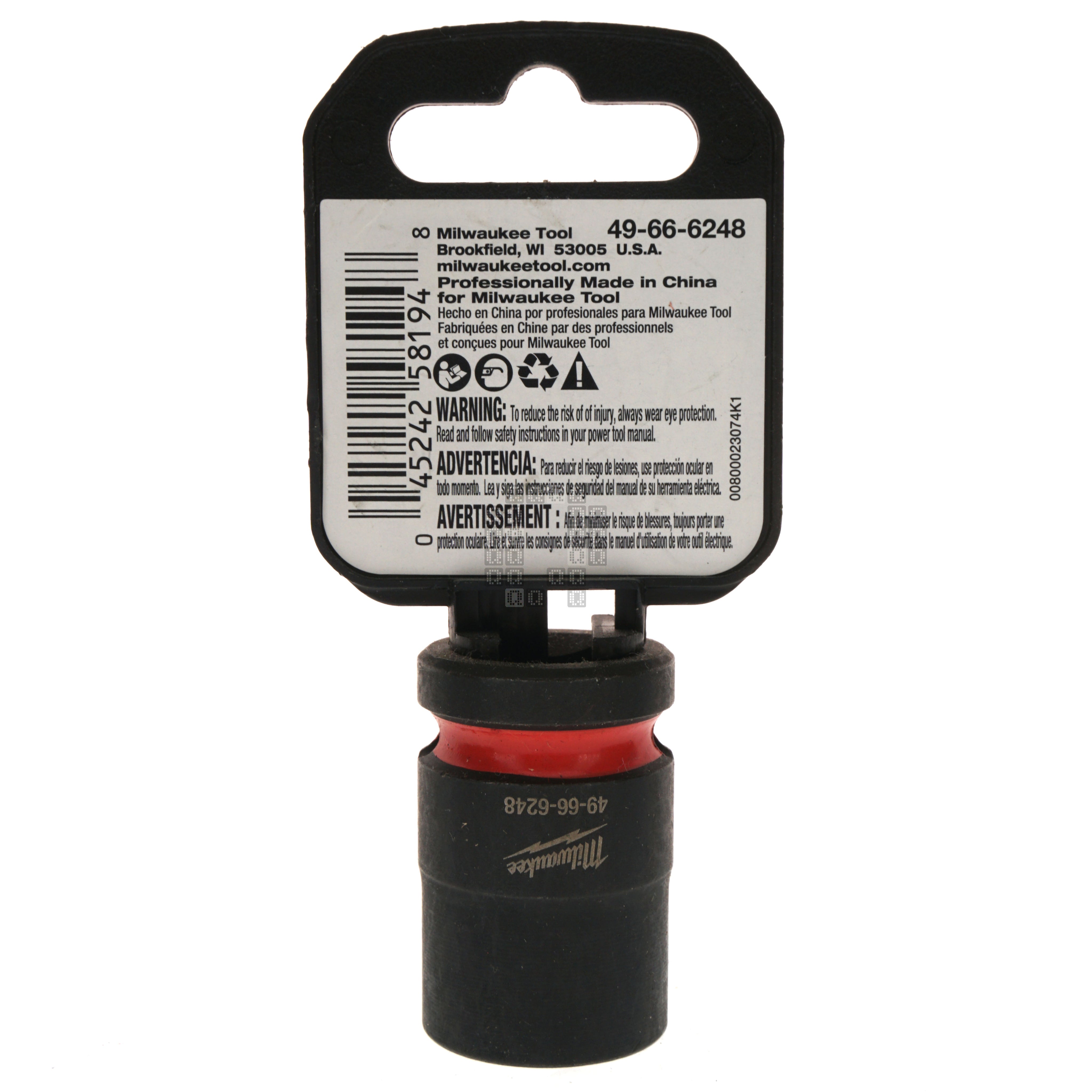 Milwaukee Tool 49-66-6248 SHOCKWAVE Impact Duty 1/2" Drive 16mm Standard 6 Point Socket Hangtag Back