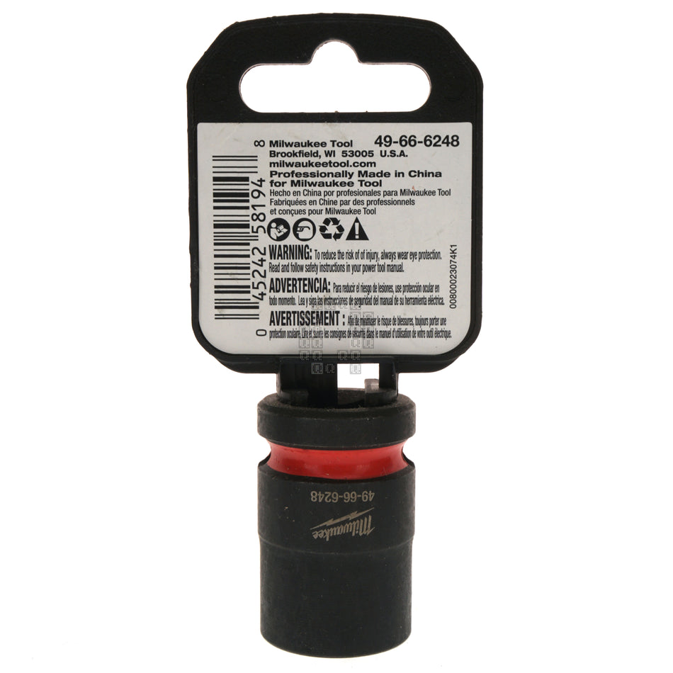 Milwaukee Tool 49-66-6248 SHOCKWAVE Impact Duty 1/2" Drive 16mm Standard 6 Point Socket Hangtag Back