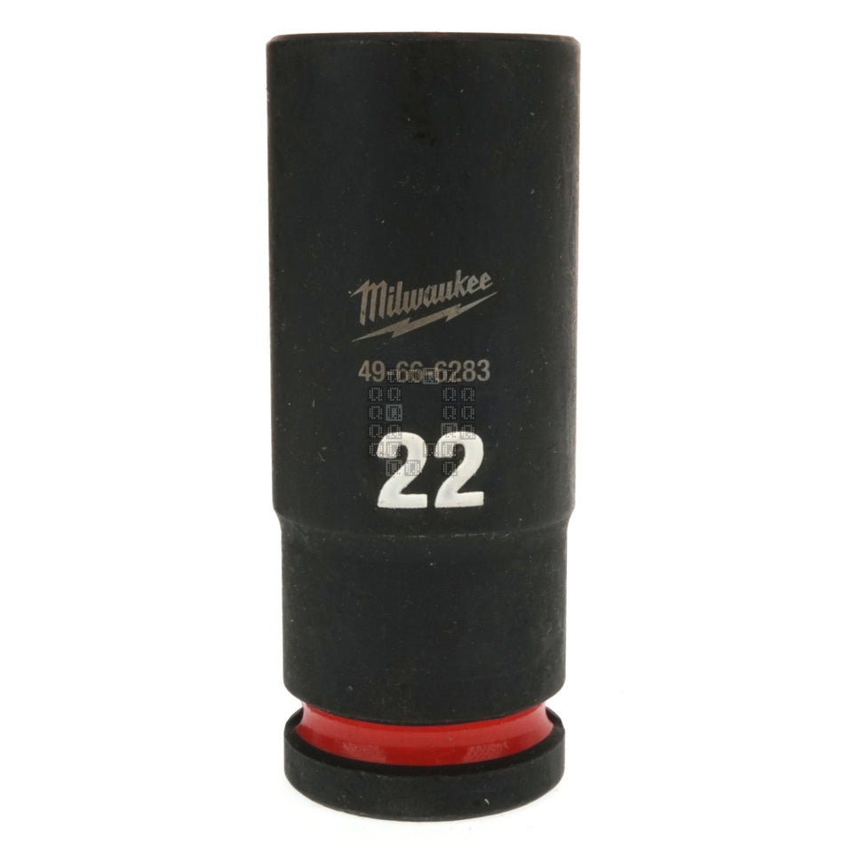Milwaukee 49-66-6283 SHOCKWAVE Impact Metric Deep 6-Point Socket, 1/2" Drive, 22mm Output Drive