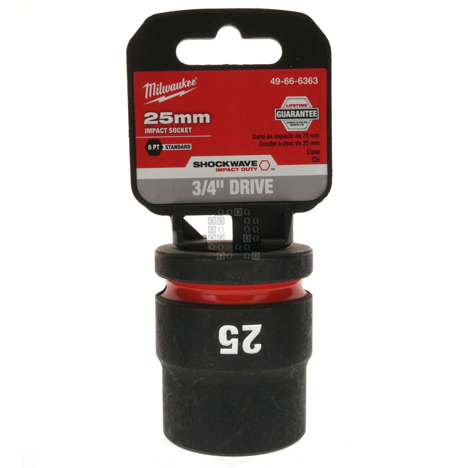 Milwaukee Tool 49-66-6363 SHOCKWAVE Impact Duty 3/4" Drive 25mm Standard 6 Point Metric Socket