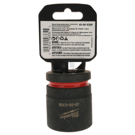 Milwaukee Tool 49-66-6366 SHOCKWAVE Impact 3/4" Square Input Drive 28mm Standard Length Metric 6 Point Socket Black Hangtag Back