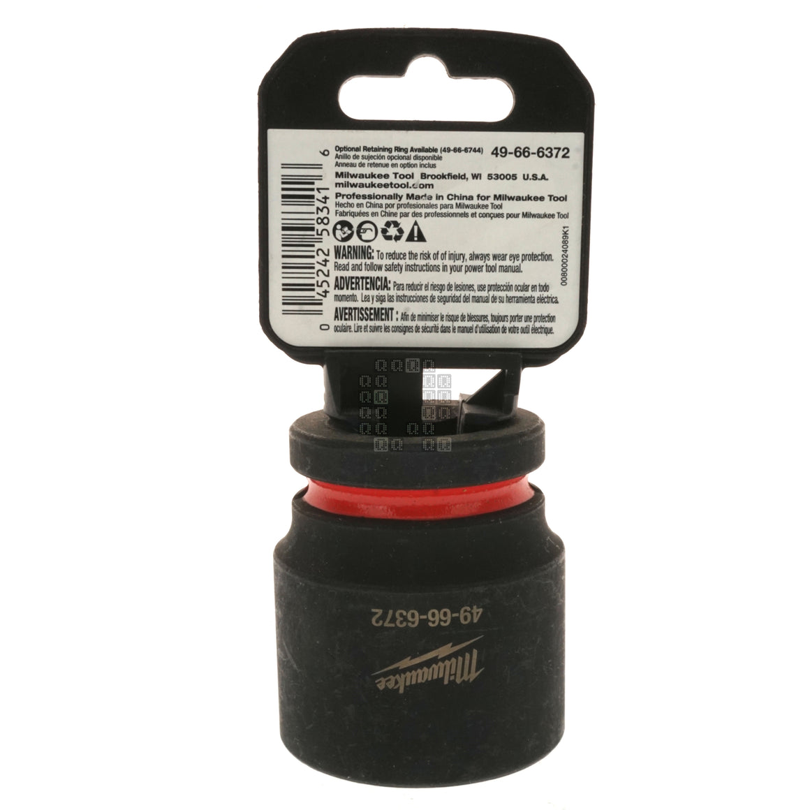 Milwaukee Tool 49-66-6372 Black SHOCKWAVE Impact Duty 3/4" Drive Standard Length Metric 34mm Hex 6 Point Socket Hangtag Back