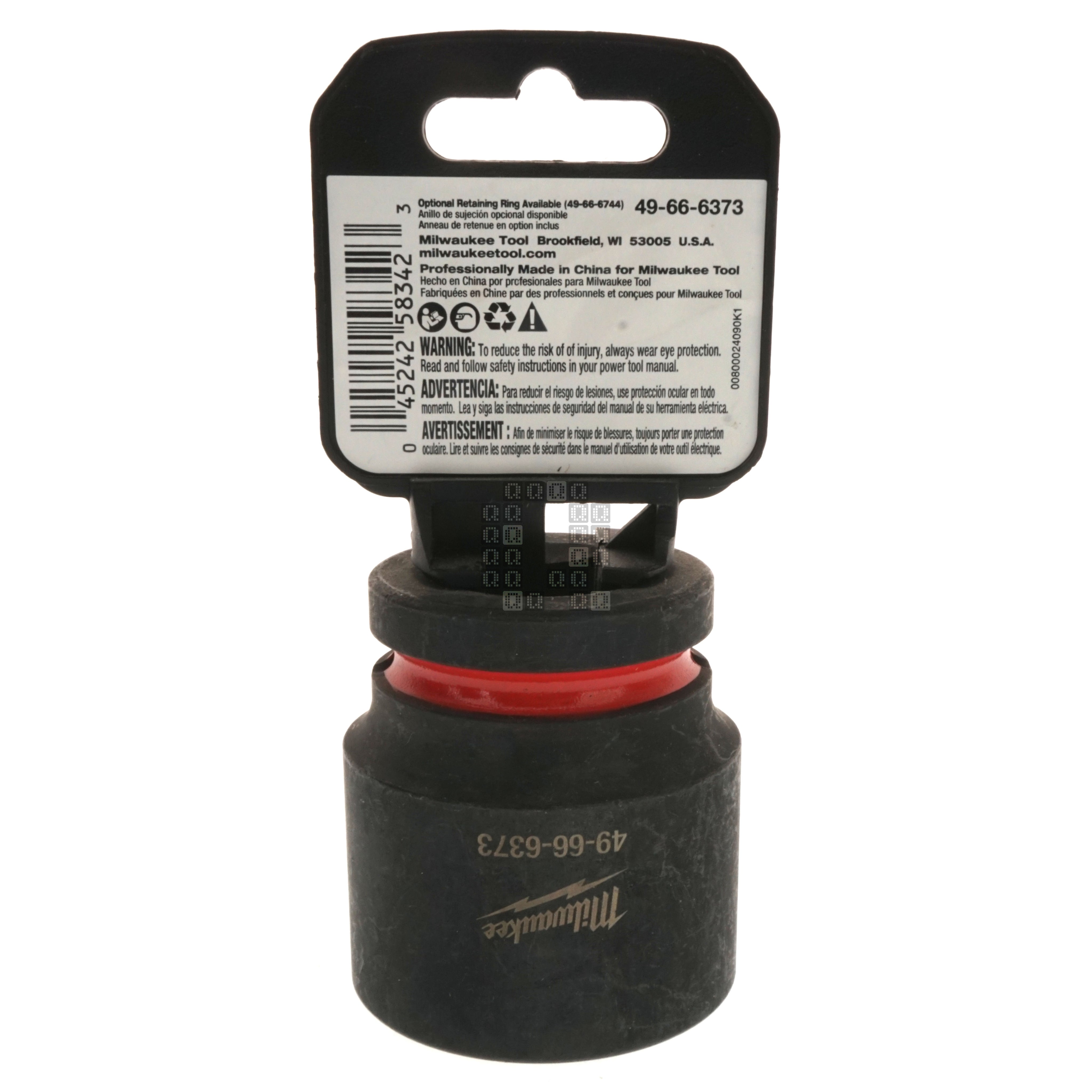 Milwaukee Tool 49-66-6373 SHOCKWAVE Black Impact Duty 3/4" Drive Standard Length Metric 35mm Hex 6 Point Socket Package Back