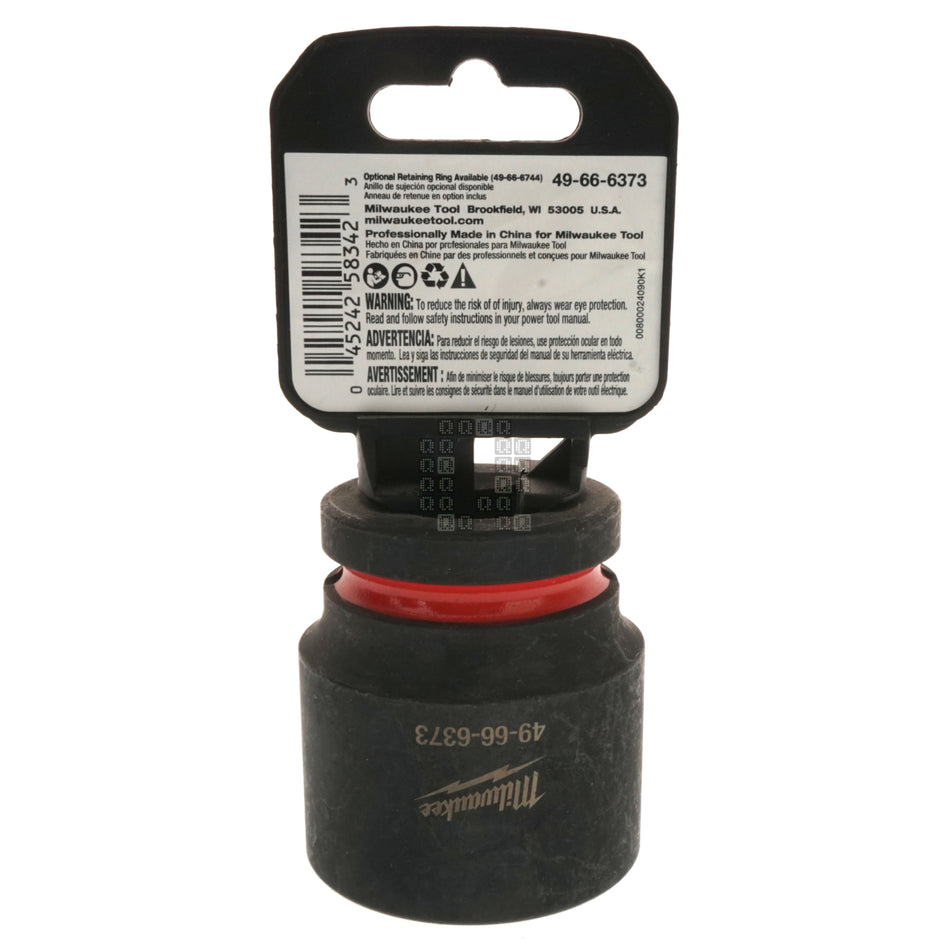 Milwaukee Tool 49-66-6373 SHOCKWAVE Black Impact Duty 3/4" Drive Standard Length Metric 35mm Hex 6 Point Socket Package Back