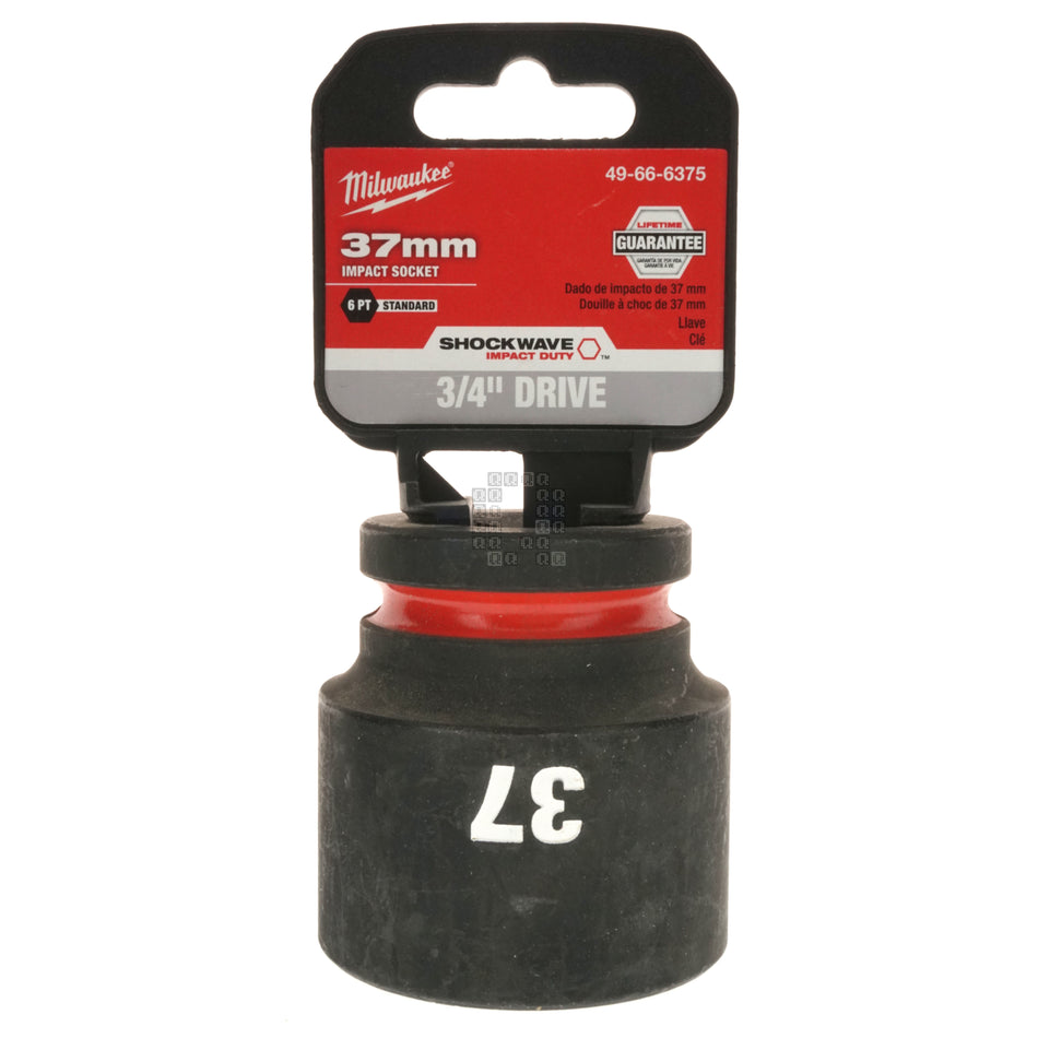 Milwaukee Tool 49-66-6375 SHOCKWAVE Impact Duty 3/4" Drive Standard Length Metric 37mm Hex 6 Point Socket