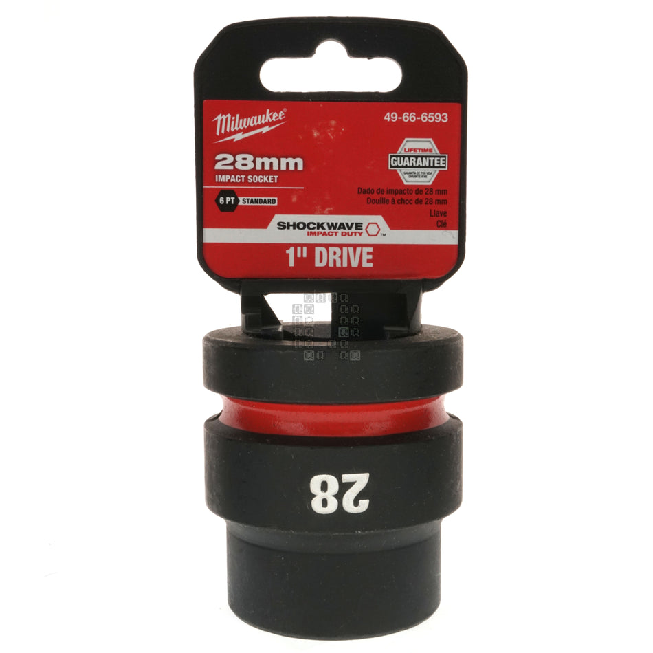 Milwaukee Tool 49-66-6593 SHOCKWAVE Impact Duty 1" Input Drive, 28MM 6 Point Standard-Length Socket