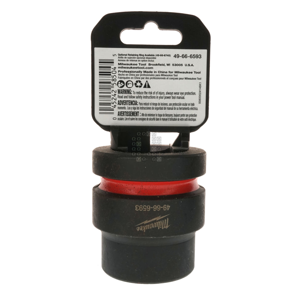 Milwaukee Tool 49-66-6593 SHOCKWAVE Impact Duty 1" Input Drive, 28MM 6 Point Standard-Length Socket