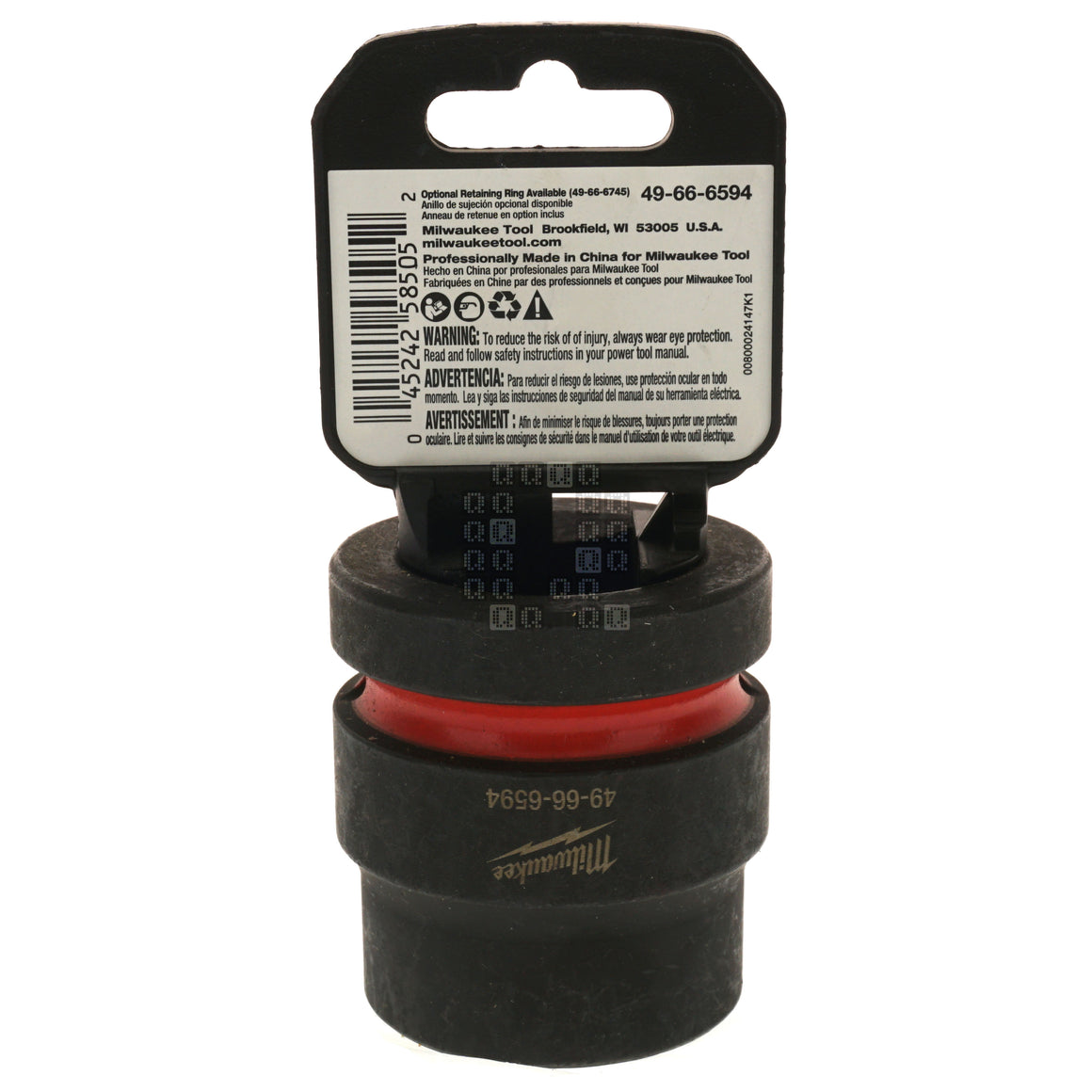 Milwaukee Tool 49666594 49-66-6594 SHOCKWAVE Black Oxide Impact Duty 1" Input Drive, 29MM 6 Point Standard-Length Socket Package Back