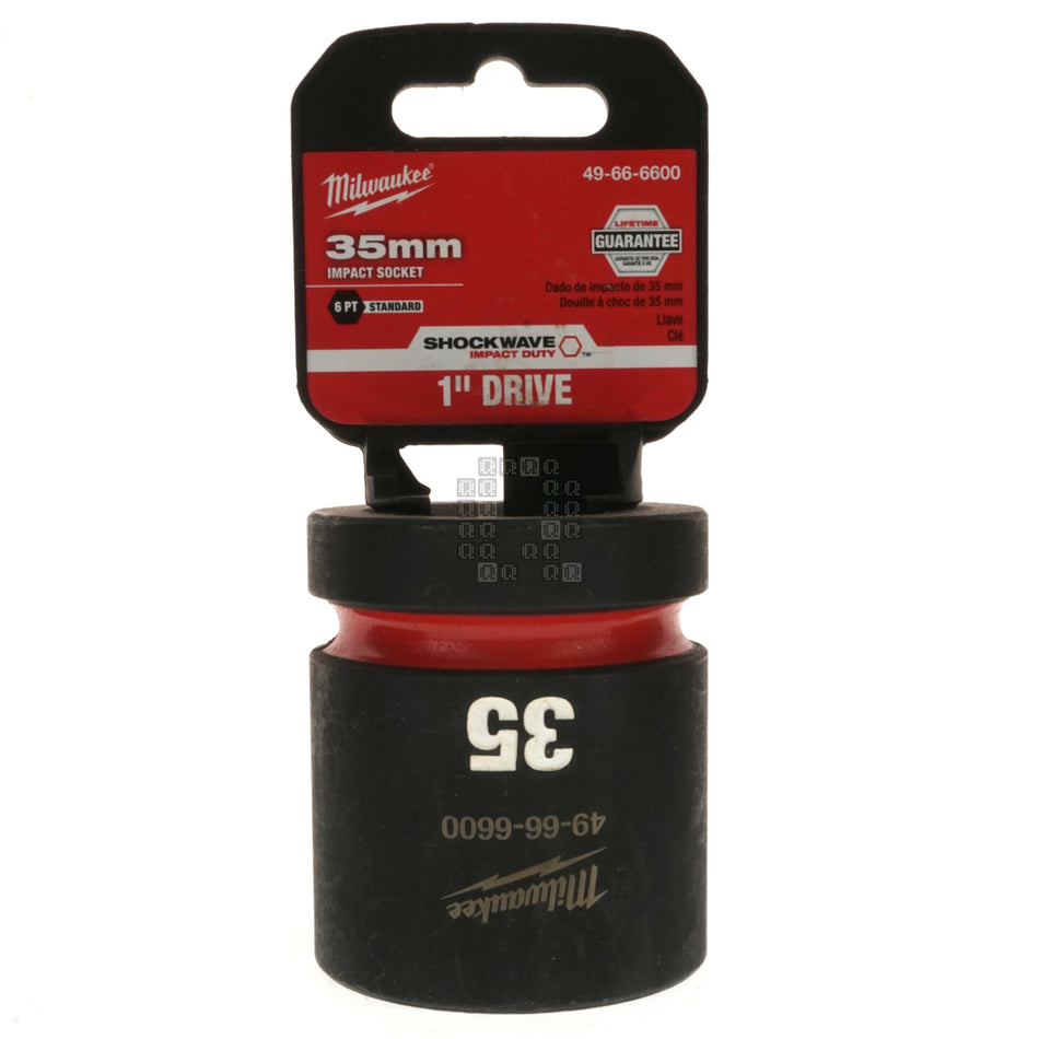 Milwaukee Tool 49-66-6600 SHOCKWAVE Impact Duty 1" Square Input Drive Metric 35MM 6-Point Standard-Length Socket