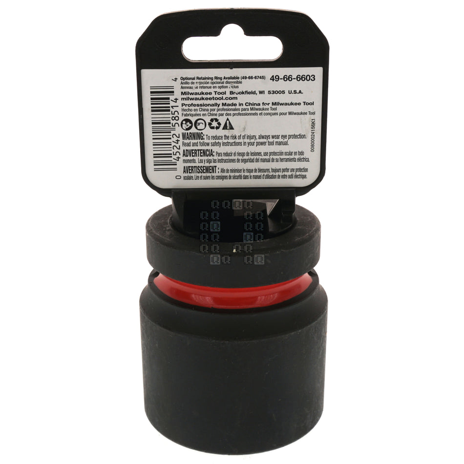 Milwaukee Tool 49-66-6603 SHOCKWAVE Impact Duty 1" Square Input Drive Metric 40MM 6 Point Standard-Length Socket Package Back
