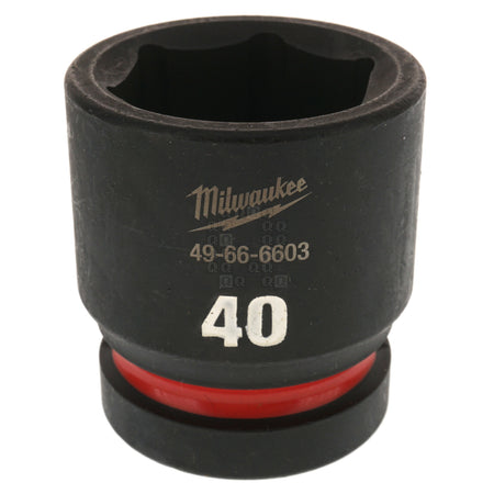 Milwaukee Tool 49-66-6603 SHOCKWAVE Impact Duty 1" Square Input Drive Metric 40MM 6 Point Standard-Length Socket