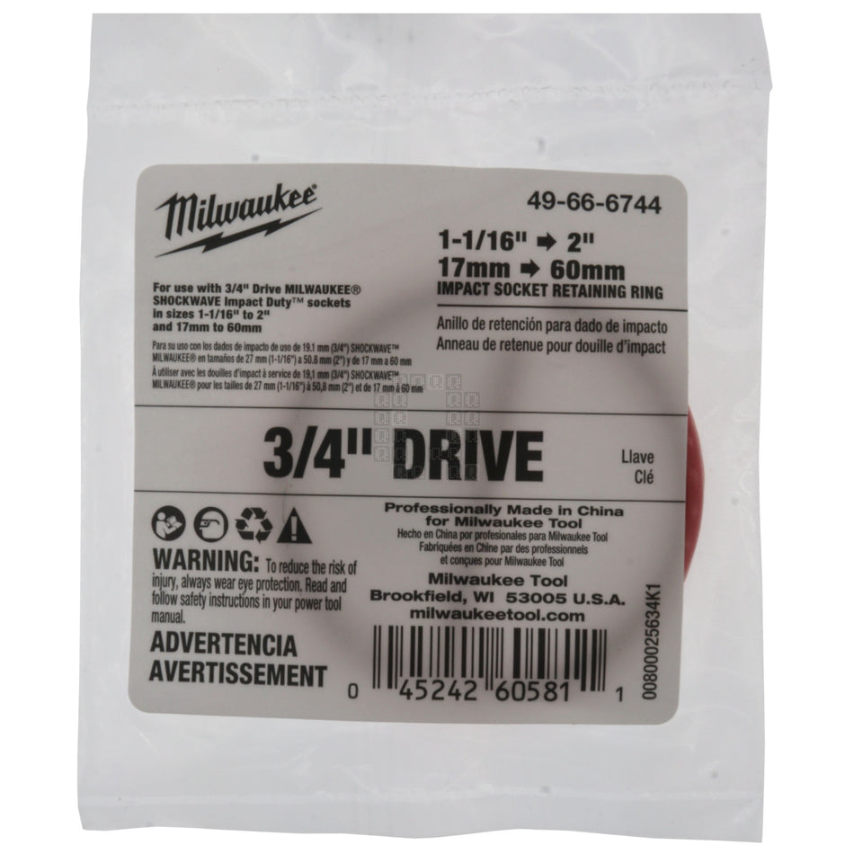 Milwaukee Tool 49-66-6744 SHOCKWAVE Impact Duty 3/4" Drive 1-1/16-2" and 17-60mm Retaining Ring