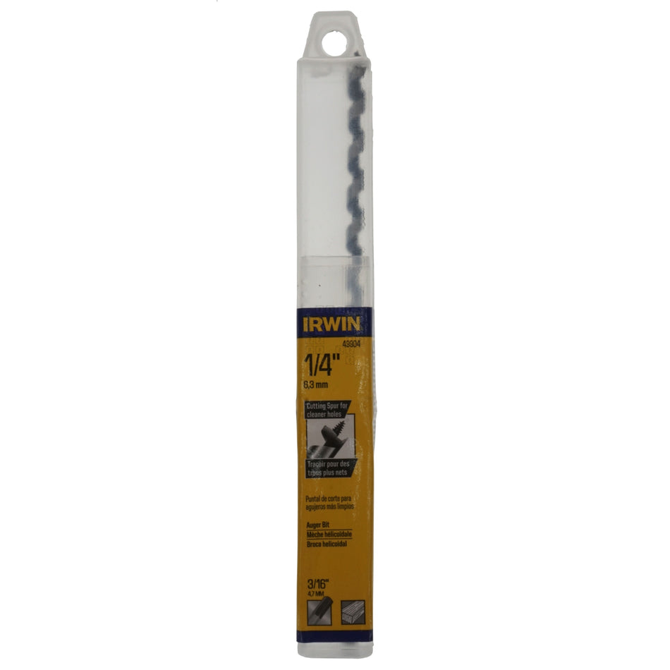 Irwin Industrial Tools 49904 1/4" / 6.3mm Auger Drill Bit, 7-1/2" Length, 1-Flute