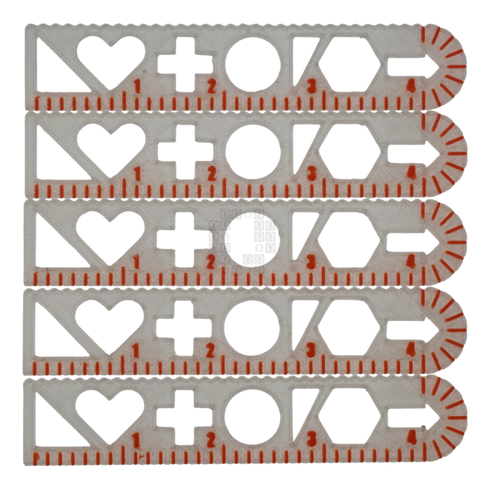 3d Printed TPU 4" Ruler & Stencil, Clear/Orange, 5-Pack