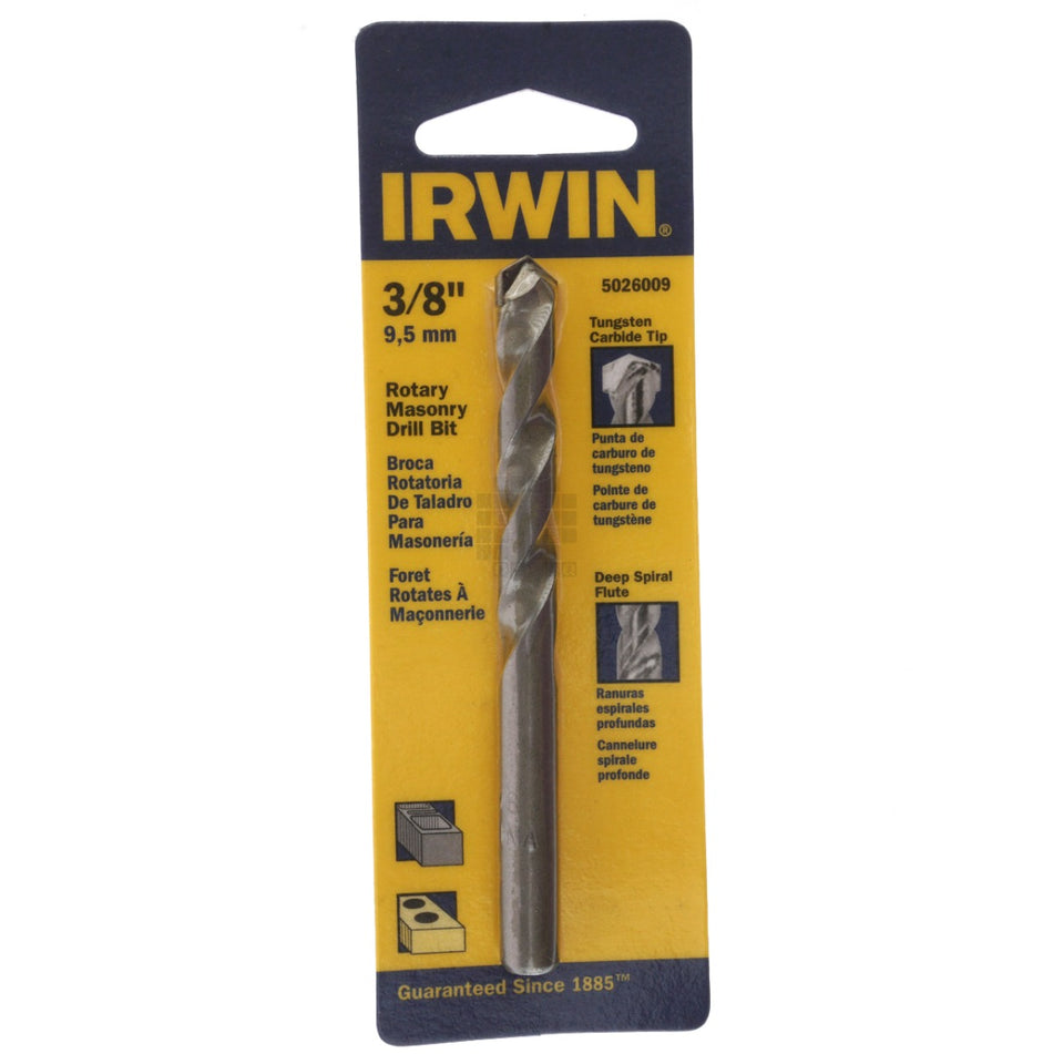 Irwin 5026009 3/8" Rotary Masonry Tungsten Carbide Tip Drill Bit