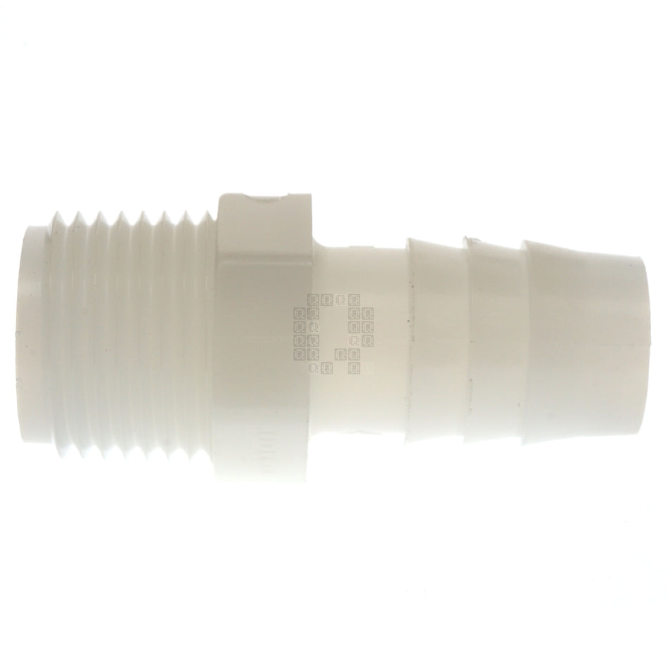Anderson Metals 53701-0806 Nylon 1/2" Hose Barb to 3/8"-18 Male NPT Adapter
