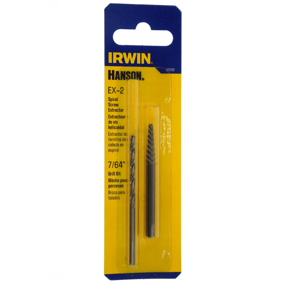 Irwin Hanson 53702 EX-2 Spiral Screw Extractor & 7/64" Drill Bit