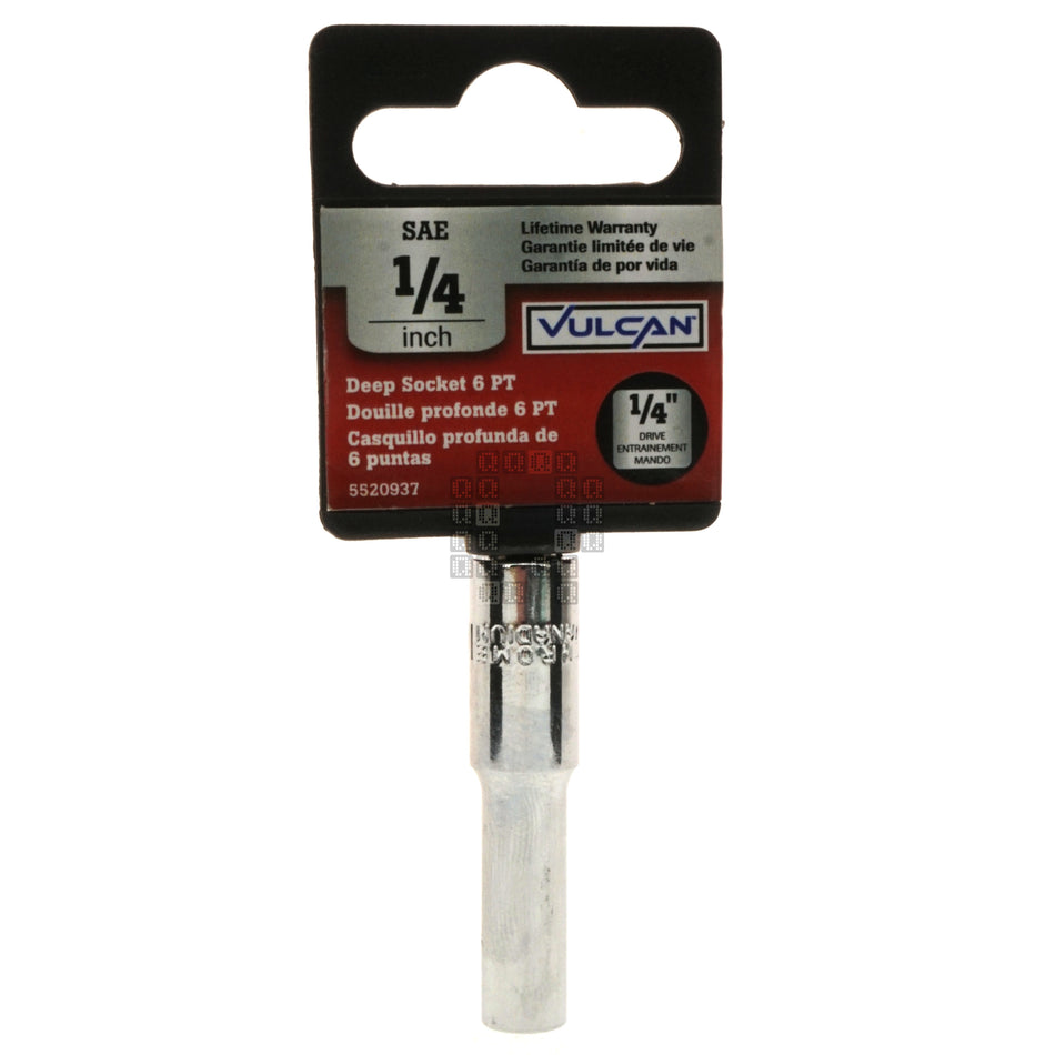 Vulcan 5520937 1/4" Drive 6-Point Deep SAE Chrome Socket, 1/4"