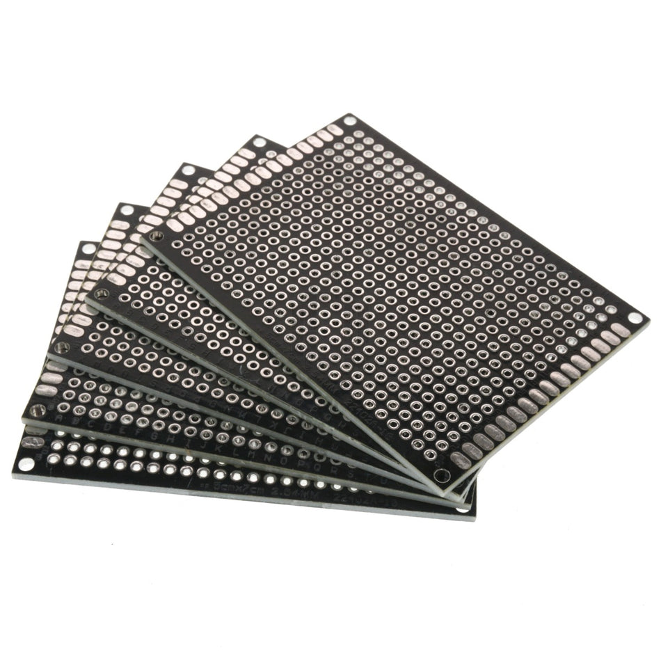 5cm x 7cm Black PCB Printed Circuit Board, 5 Pack, 432 Holes, 32 Pads