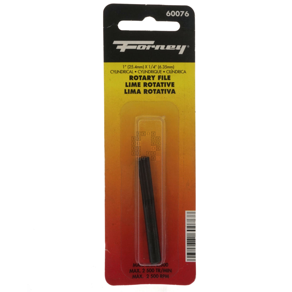 Forney Industries 60076 1/4" x 1" Cylindrical Rotary File, 1/4" Straight Shank
