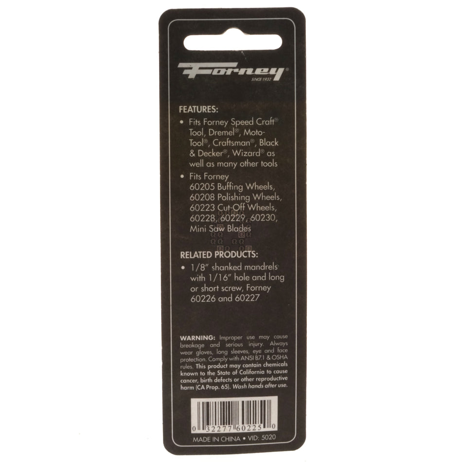 Forney Industries 60225 Mandrel Assembly, 1/8" Shank, 3/32" Screw