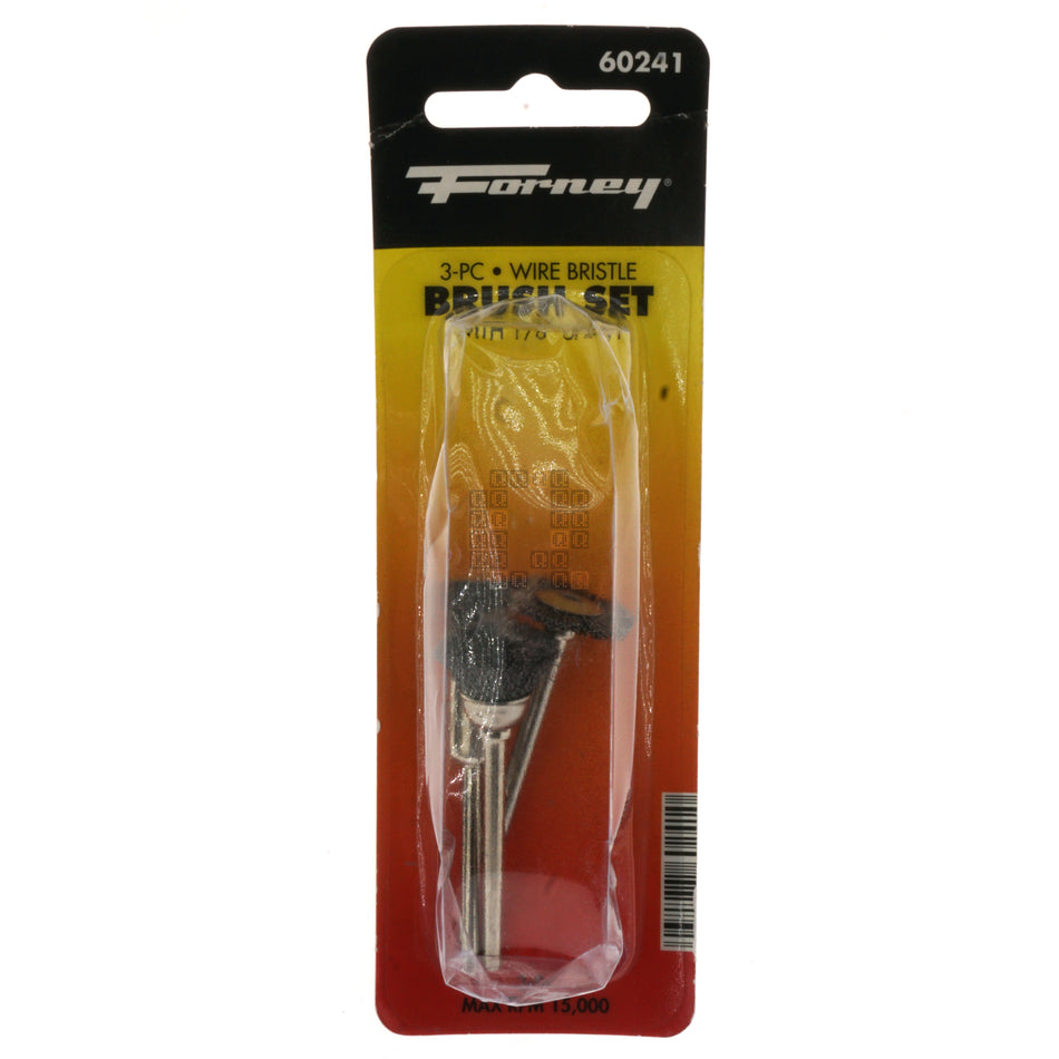 Forney Industries 60241 3-Piece Steel Wire Bristle Brush Set, 1/8" Shaft