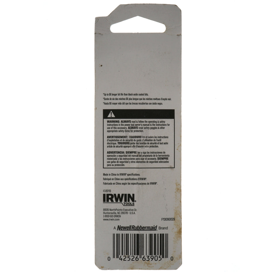Irwin 63905 5/64" Titanium Nitride Coated 135° Split Point Drill Bits, 2-Pack