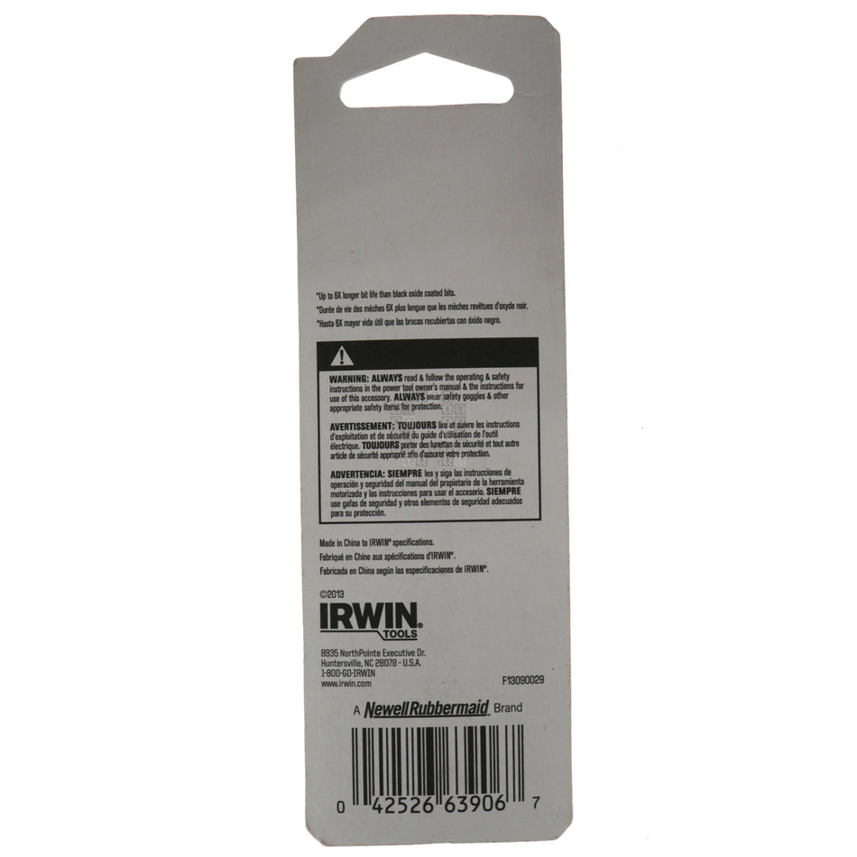 Irwin 63906 3/32" Titanium Nitride Coated 135° Split Point Drill Bits, 2-Pack