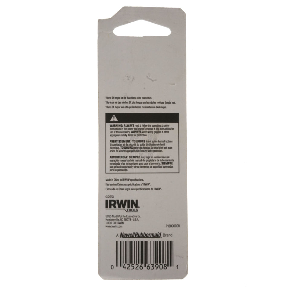 Irwin 63908 1/8" Titanium Nitride Coated 135° Split Point Drill Bits, 2-Pack