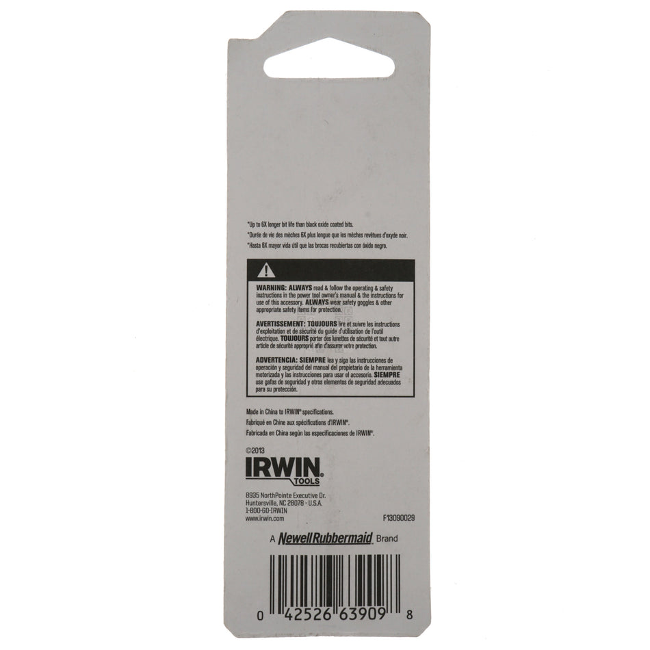 Irwin 63909 9/64" Titanium Coated 135Â° Split Point Drill Bit