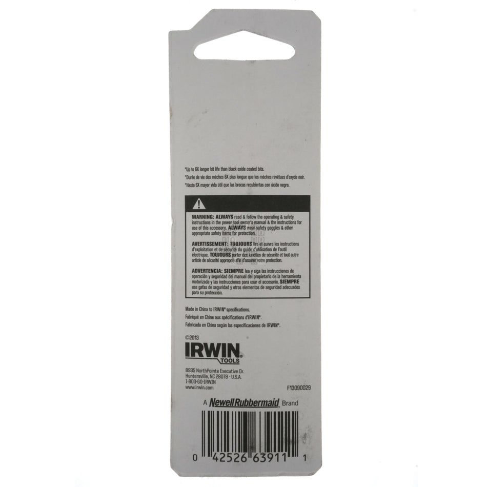 Irwin 63911 11/64" Titanium Nitride Coated 135° Split Point Drill Bit
