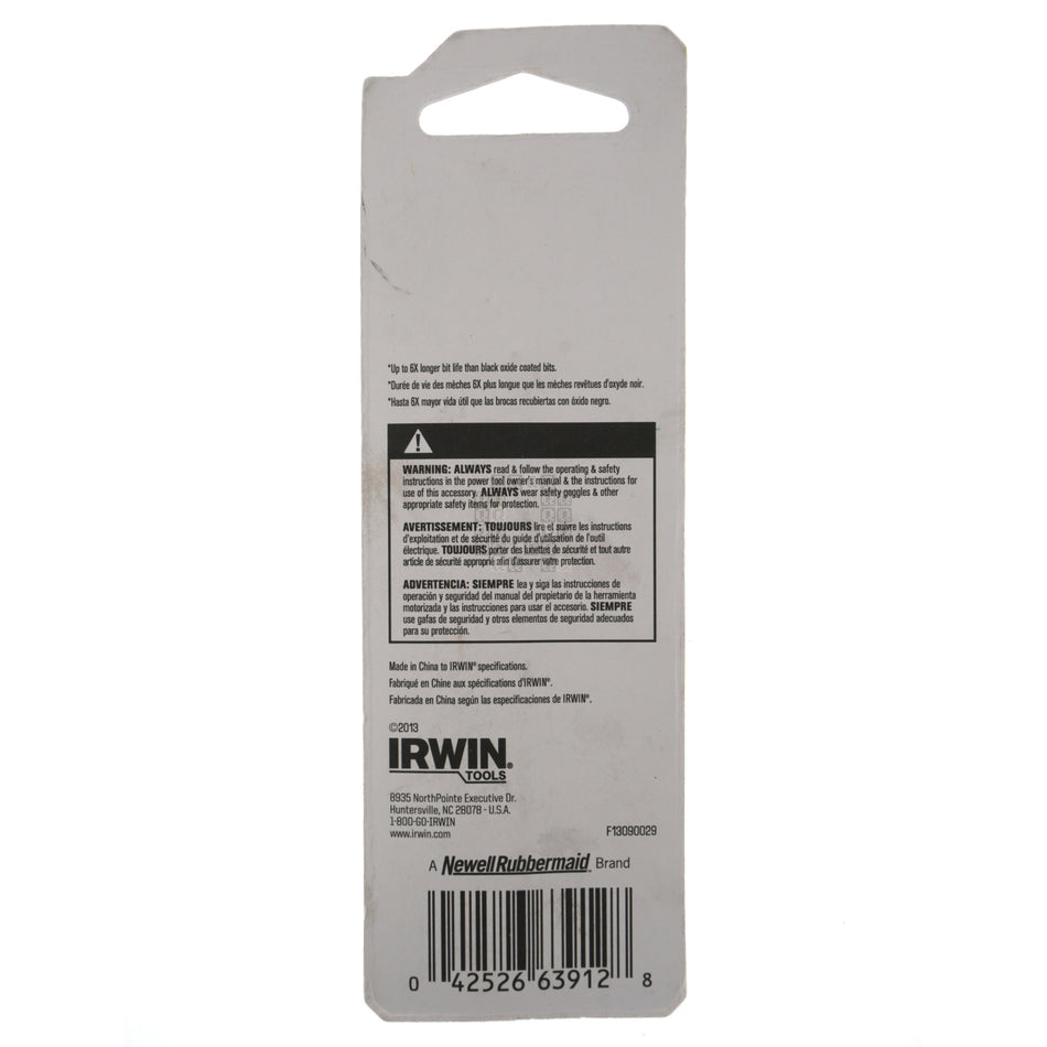 Irwin 63912 3/16" Titanium Nitride Coated 135° Split Point Drill Bit