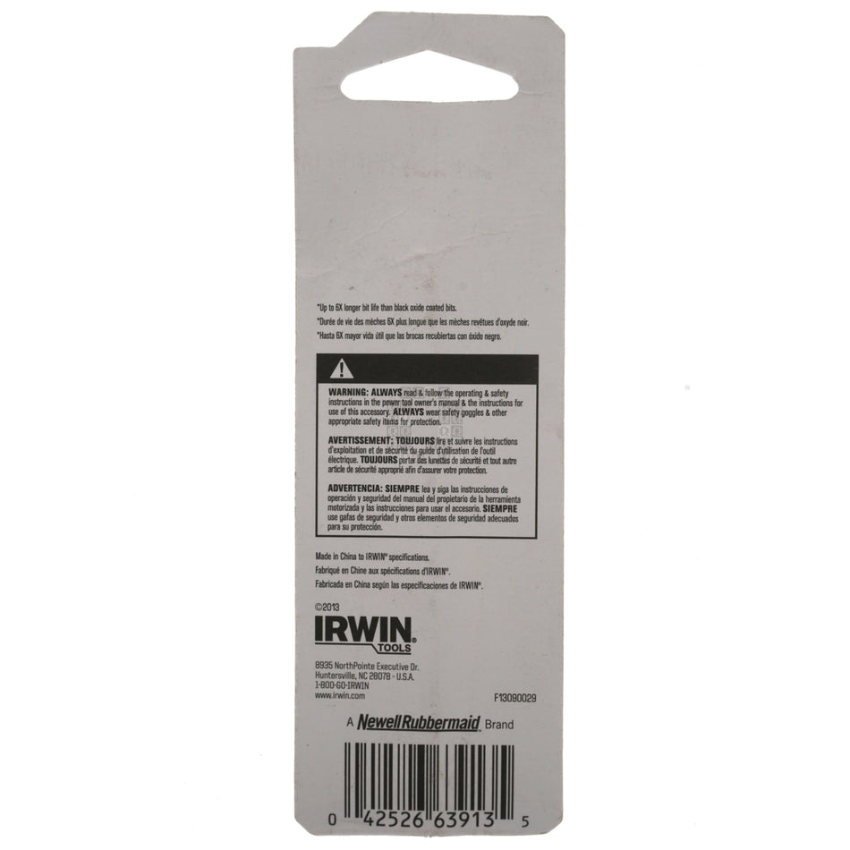 Irwin 63913 13/64" Titanium Coated 135° Split Point Drill Bit