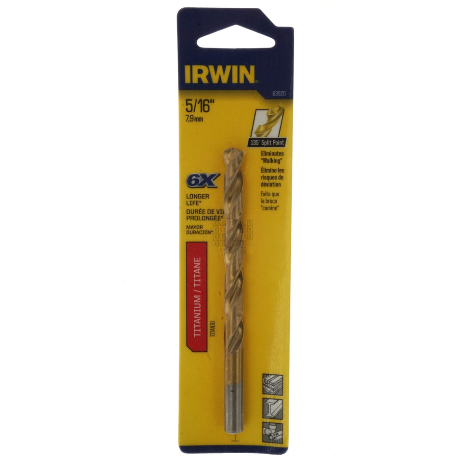 Irwin 63920 5/16" Titanium Coated 135Â° Split Point Drill Bit