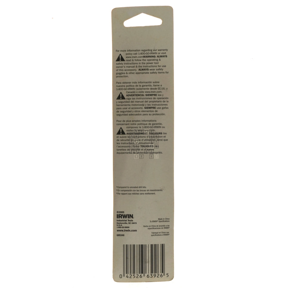 Irwin 63926 Titanium (TiN) Coated 135° Split Point Drill Bit, 13/32" Diameter