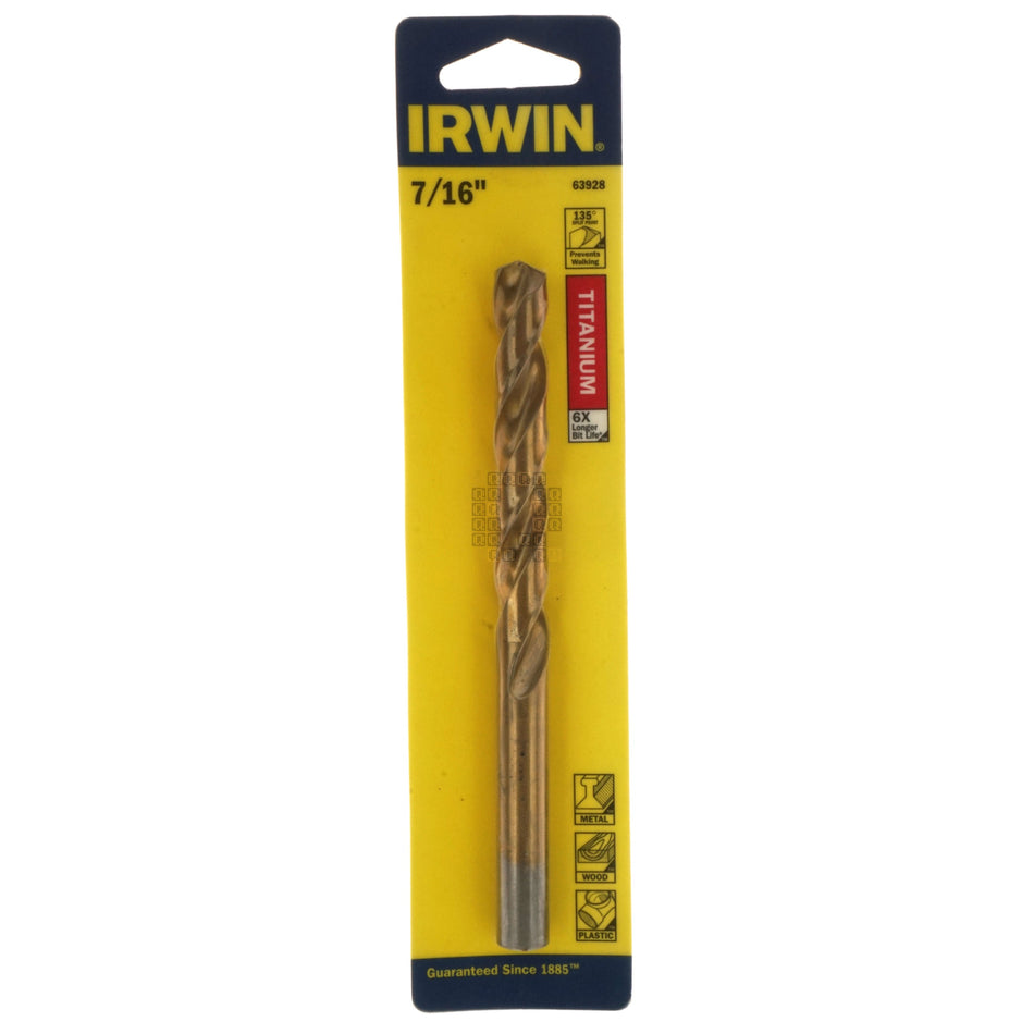 Irwin 63928 7/16" Titanium (TiN) Coated 135° Split Point Drill Bit
