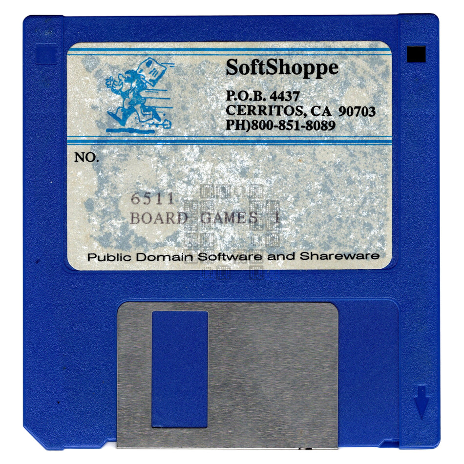 SoftShoppe 6511 Board Games 1, 3.5" Floppy Disk, 68K Macintosh Games