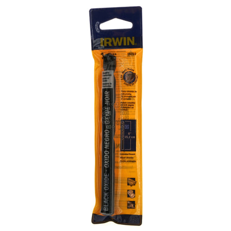 Irwin 66732 1/2" Extended Reach Black Oxide Aircraft Drill Bit, 6" Length, 135° Split Point Package Front