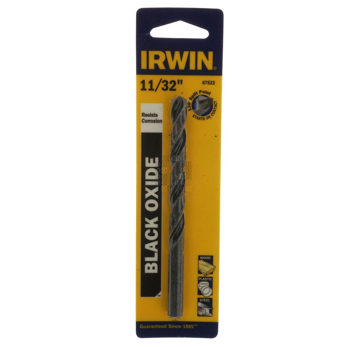 Irwin Industrial Tools 67522 11/32" Black Oxide 135° Split Point Drill Bit Package Front