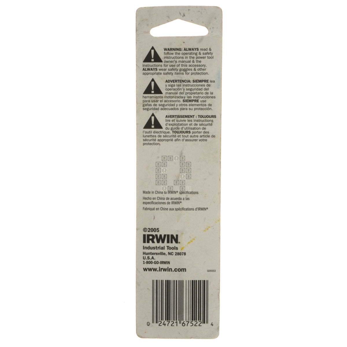 Irwin Industrial Tools 67522 11/32" Black Oxide 135° Split Point Drill Bit Package Back