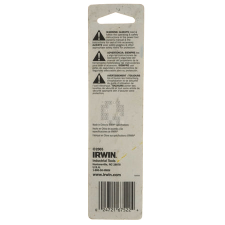 Irwin Industrial Tools 67522 11/32" Black Oxide 135° Split Point Drill Bit Package Back