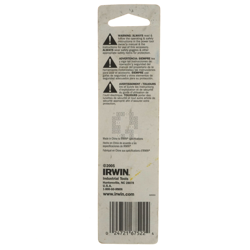 Irwin Industrial Tools 67522 11/32" Black Oxide 135° Split Point Drill Bit Package Back