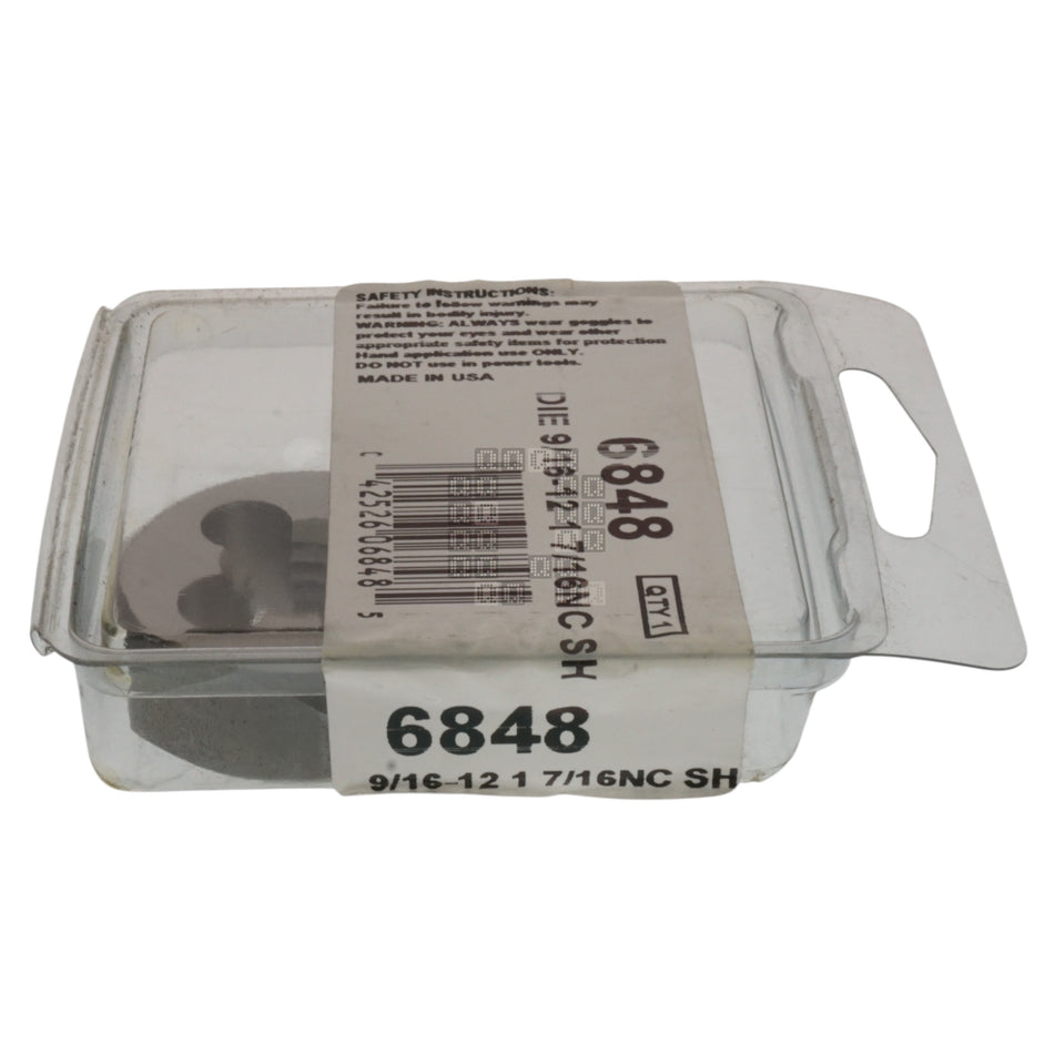 Irwin Hanson 6848 9/16"-12NC Right Hand (RH) High Carbon Steel HCS 1-7/16" Hex Die Package Right Side