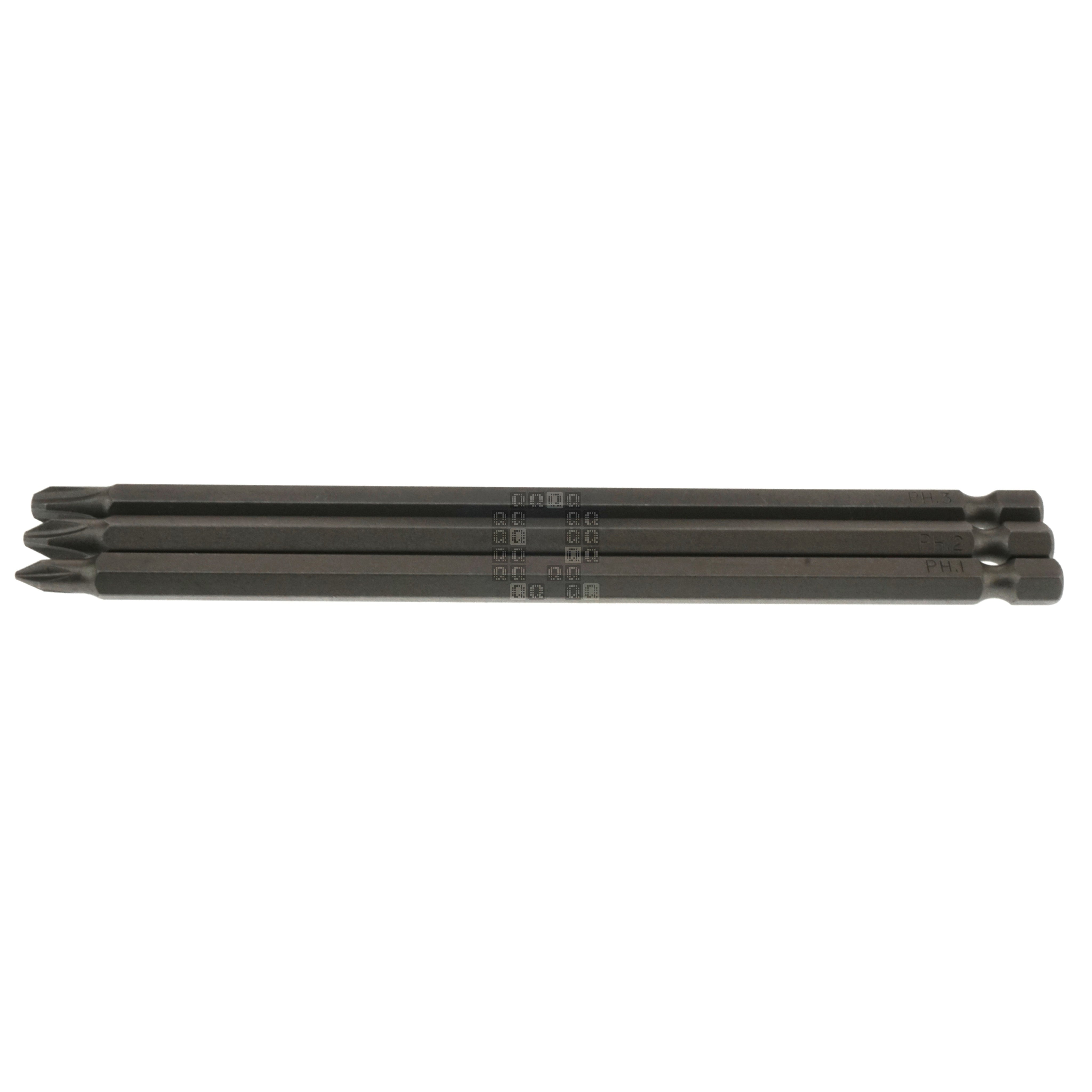 Century Drill & Tool 68600 PH1 PH2 PH3 / #1 #2 #3 Phillips 3-Piece Premium S2 Steel Screwdriver Set